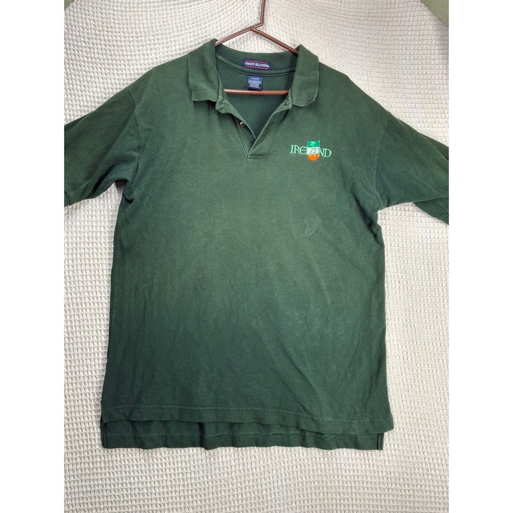 Vintage Mens Fruit of the Loom Ireland Polo Shirt XL Green